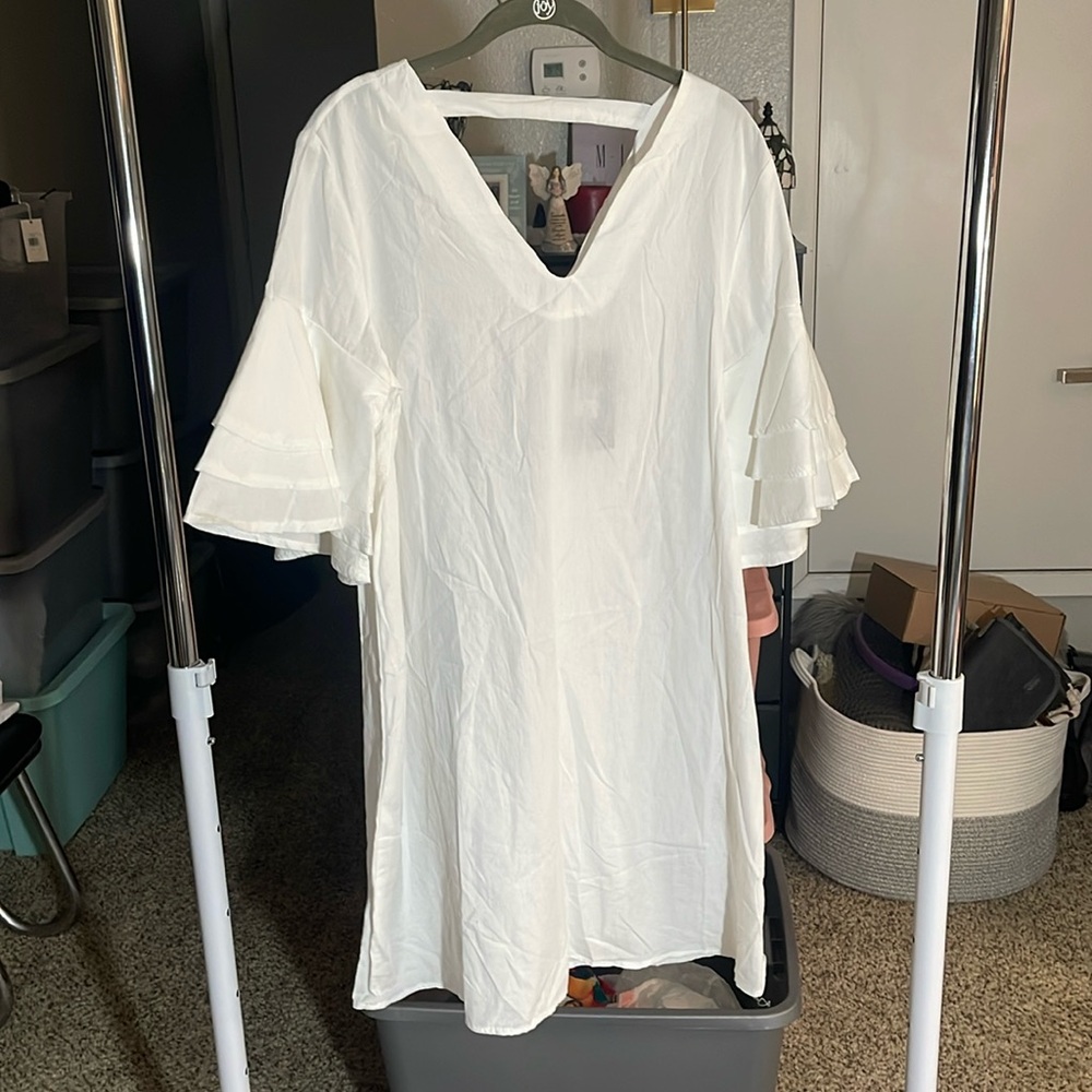 NWT HAWALILI SZ M WHITE COTTON DRESS